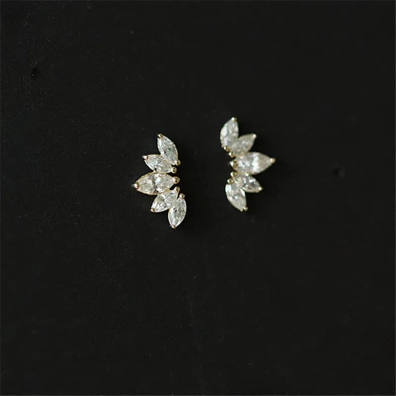 Boucles d'oreilles en argent Sterling 925 pour femmes, simples, pavé de Zircon, ailes de Lotus, tempérament de luxe léger, bijoux cadeau de mariage