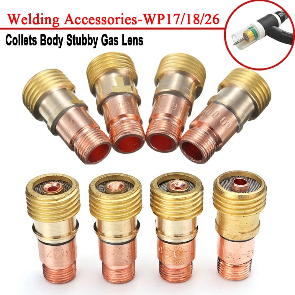 Accessoires de torche de soudage 1.0mm/1.6mm/2.4mm/3.2mm, pinces en laiton Forgelo, corps de connecteur de lentille à gaz trapu pour Tig WP17 WP18 WP26