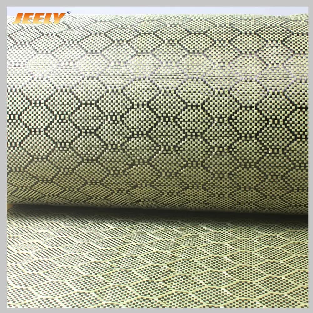 Fibre de carbone hexagonale 3K avec aramide D sanglant, tissu tissé en accent d'abeille, 200 g/m2
