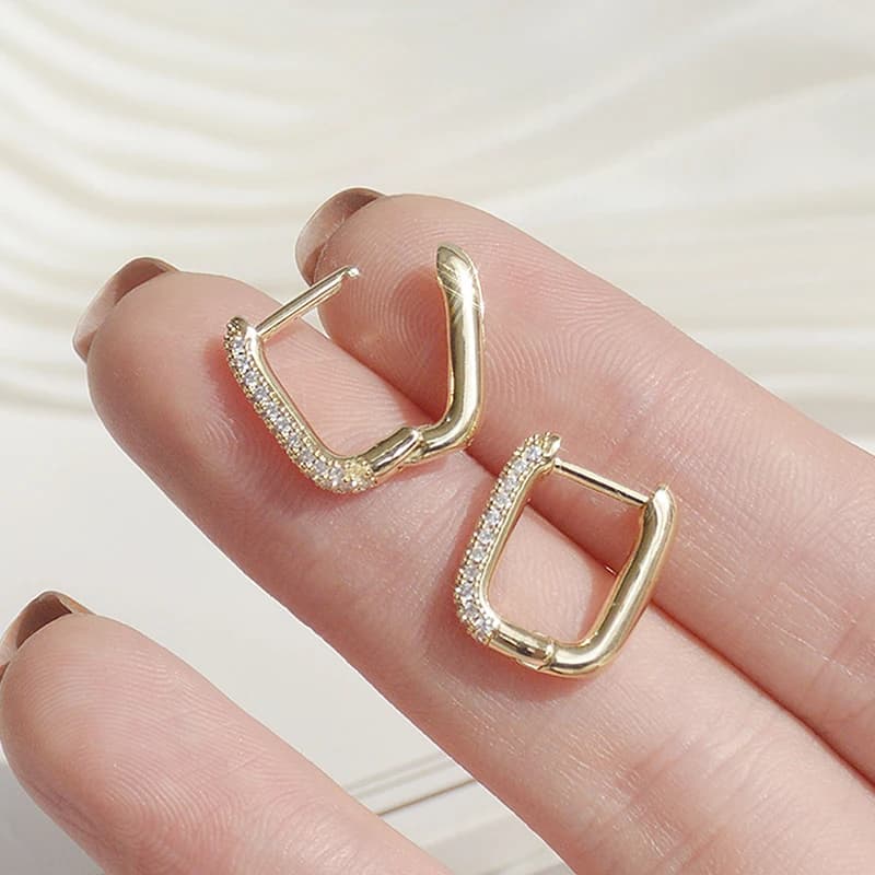 Nouveau Simple exquis 14K plaqué or oreille pince boucles d'oreilles pour Femme pavé incrusté zircone haute qualité ronde boucle d'oreille Bijoux pendentif