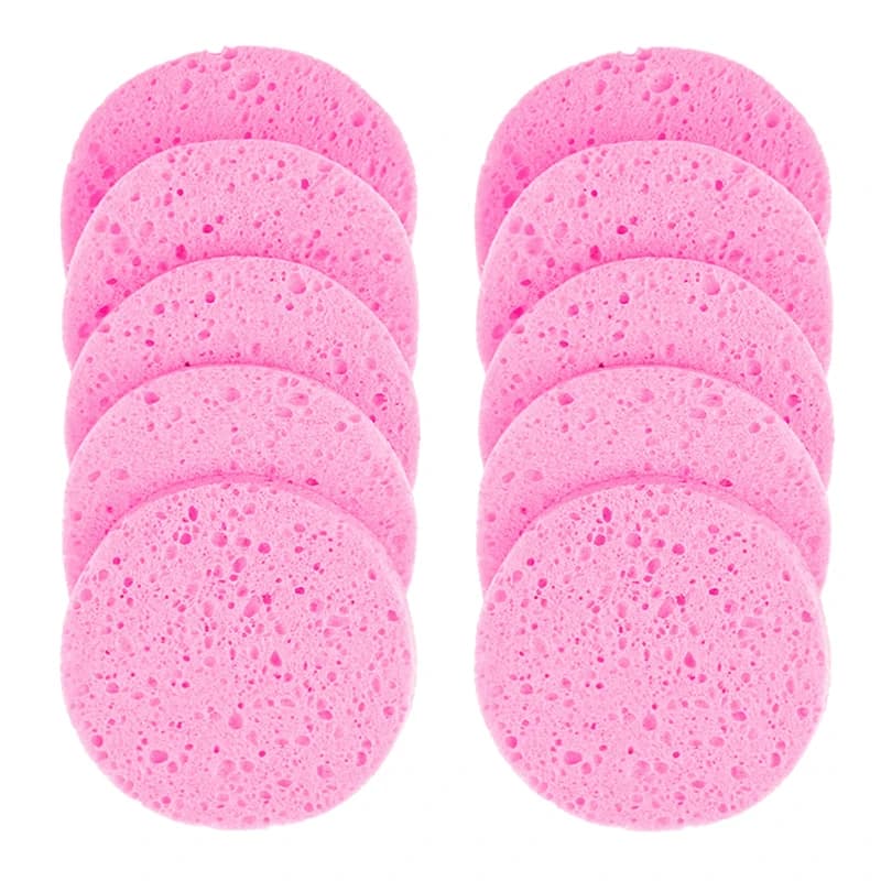 Outil démaqucorporelle rond pour le visage, éponge de lavage du visage, compresse en cellulose, bouffée cosmétique, pâte de bois naturelle, 6 cm, 7 cm, 8 cm, 9cm, 5 pièces, 10 pièces