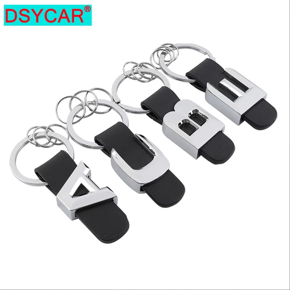 Porte-clés 3D DSYCAR en métal avec lettres et sangle en cuir pour Mercedes Benz Classe A B C D E G S, porte-clés en cuir