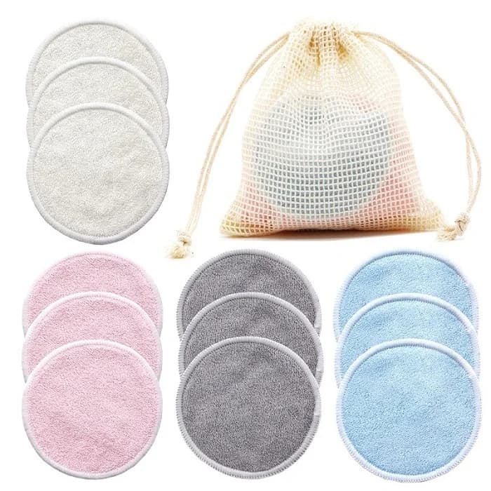 Tampons démaquillants réutilisables en bambou, 12 pièces/sac, ronds lavables, nettoyage du visage, coton, tampons démaquillants, outil