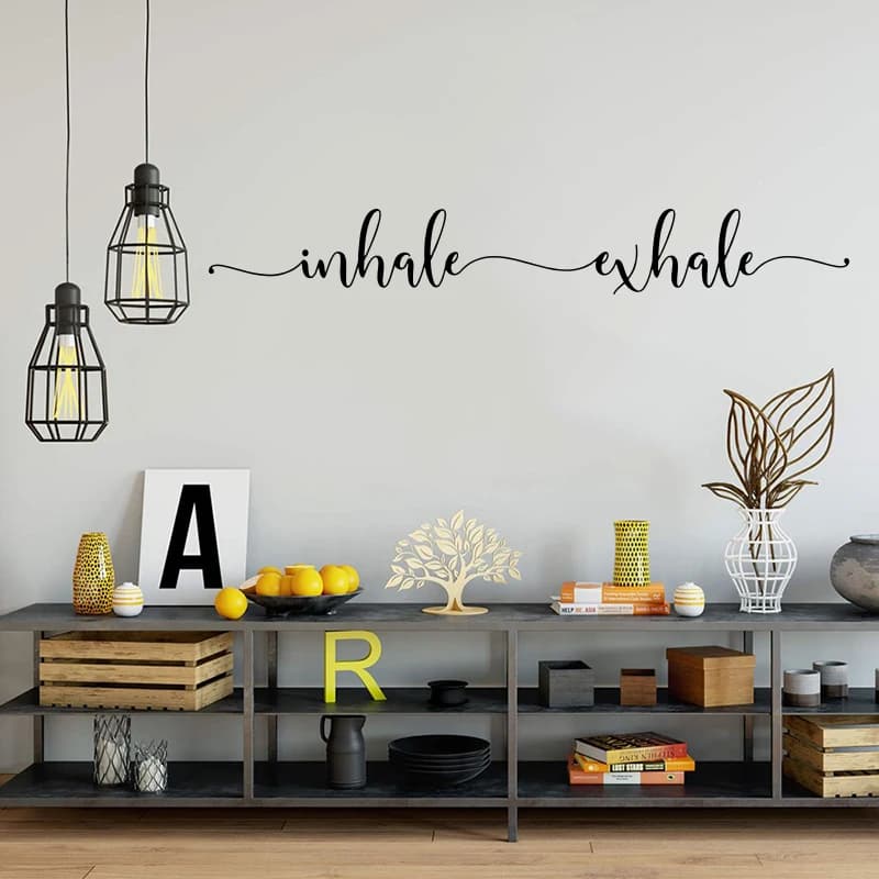 Grand inhaler expire Yoga Studio autocollant mural Zen méditation Relax citation inspirante autocollant mural décor de chambre
