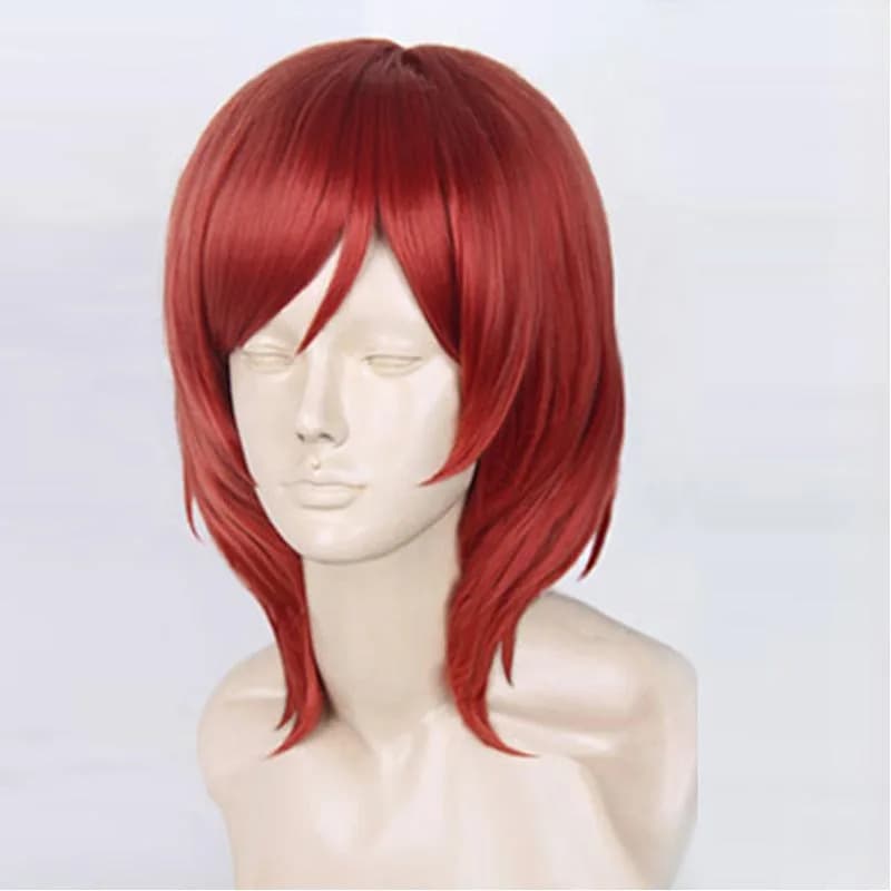 LoveLive! Perruque de Costume de Cosplay Love Live Maki Nishik37Rouge, Courte, avec Bonnet