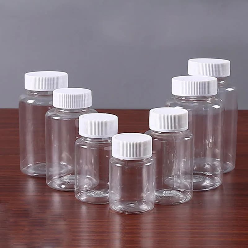 Bouteilles vides en plastique PET transparent, 10 pièces, 15ml/20ml/30ml/100ml, flacon de médicaments en poudre solide, conteneur de pilules, bouteille d'emballage de réactif