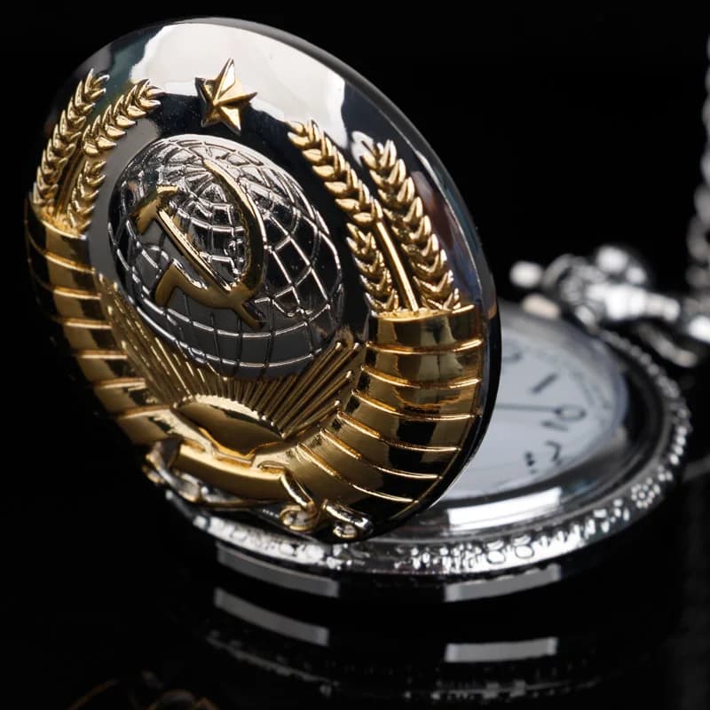 Montre de poche en or et argent pour homme et femme, meilleur souvenir de festival, emblème soviétique, faucille, porte-clés chettes, JOWatch, cadeau
