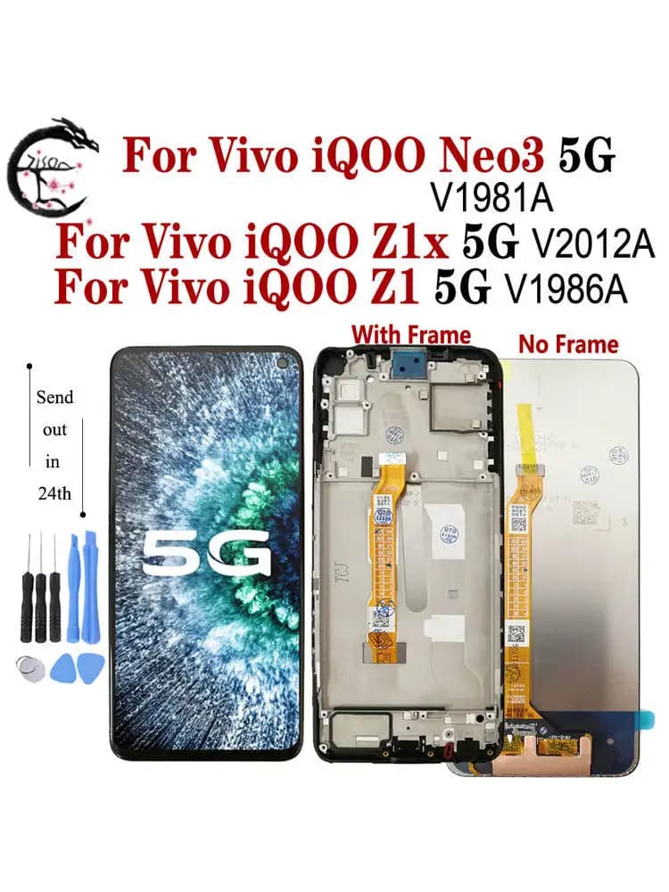 Écran LCD 6,57 pouces pour Vivo IQOO Neo 3 avec cadre V1981A, écran LCD IQOO Z1X V2012A, écran LCD Z1 V1986A, assemblage numériseur tactile