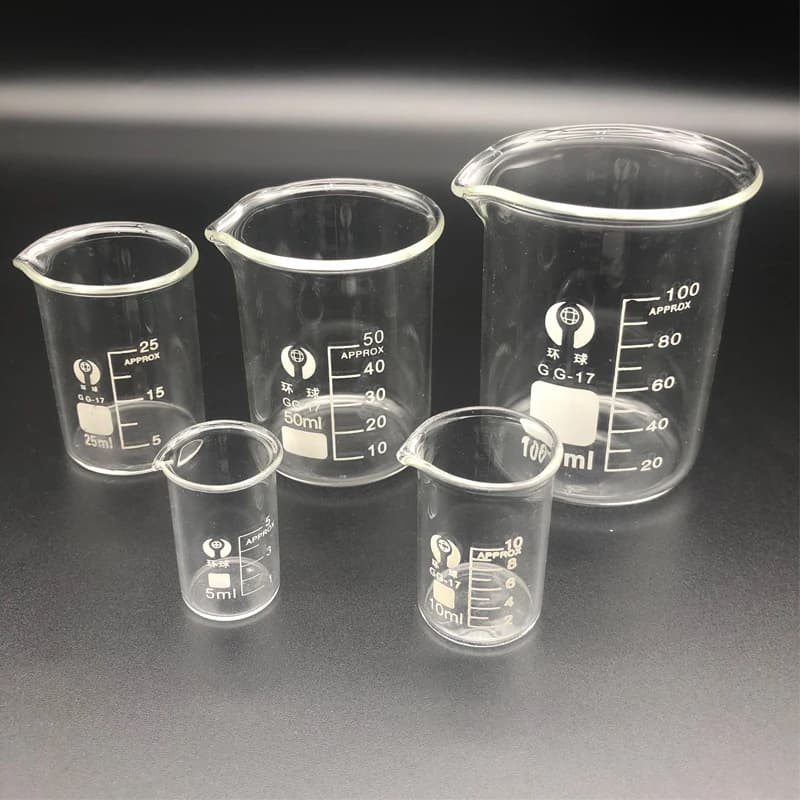 Gobelet de laboratoire en verre Borosilicate, verre doseur 5/10/25/50/100mL
