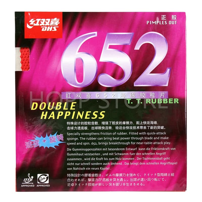 DHS 652 caoutchouc de tennis de table Original attaque rapide + boucle pips-out DHS éponge de ping-pong