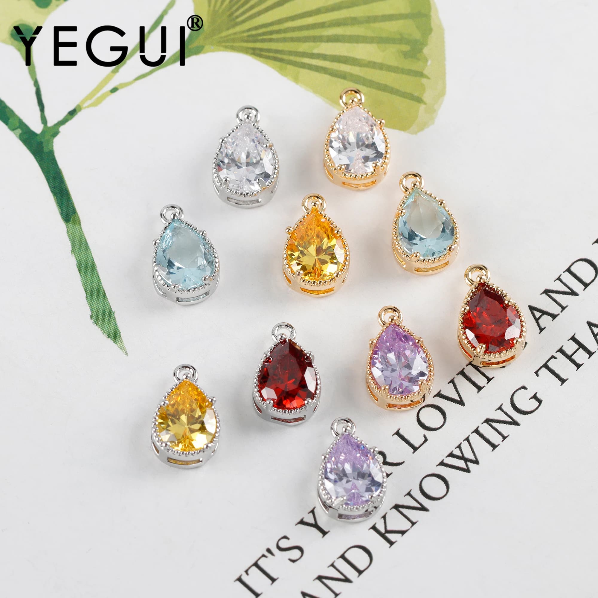 YEGUI M998, accessoires de bijoux, plaqué or 18 carats, métal cuivré, plaqué rhodium, zircons, breloques, boucles d'oreilles bricolage, fabrication de bijoux, 10 pièces/lot