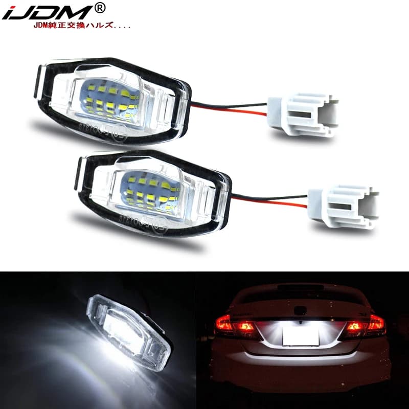 iJDM – éclairage de plaque d'immatriculation LED blanc 6000K, 2 pièces, pour Honda Civic Accord Acura MDX RL TL TSX RDX ILX, 12V