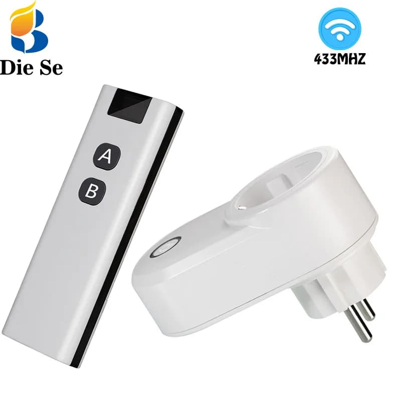 Interrupteur de télécommande sans fil, prise électrique intelligente, prise murale ue et transmetteur 433mhz, prise 220V 15a pour LED/lumière/lampe