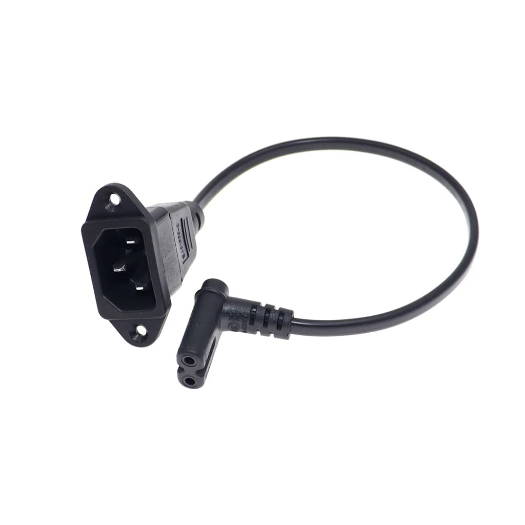 Câble d'alimentation ca IEC320 C14 avec trous de vis à C7 Figure 8 à Angle droit Type L femelle, câble court à Angle inférieur C7 30CM