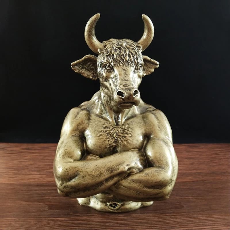 Statue Tête de Taureau en Bronze, Ornement, Sculpture de Bovin, Mascotte, en Résine, Décoration pour la Maison et le Bureau, Cadeaux, Thème Bourse de Wall Street