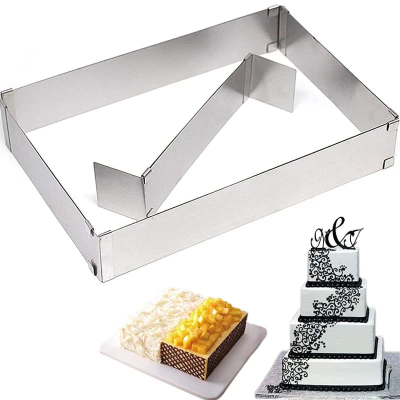 Cadre de cuisson rectangulaire réglable avec séparateurs, anneau à gâteau, moule de cuisson réglable, plateau de cuisson rectangulaire, cuisson extensible