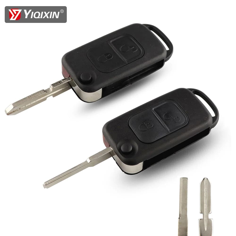 YIQIXIN – coque de clé télécommande à 2 boutons, étui à rabat pour Mercedes Benz SLK E113 A C E S W168 W202 W203 W210 B200 A160 W124