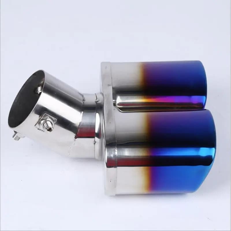 Silencieux de tuyau d'accès de voiture, sortie de tuyau d'échappement, extrémité de buse universelle, acier inoxydable, extrémité carrée, un changement, deux doubles sorties, ID 63mm