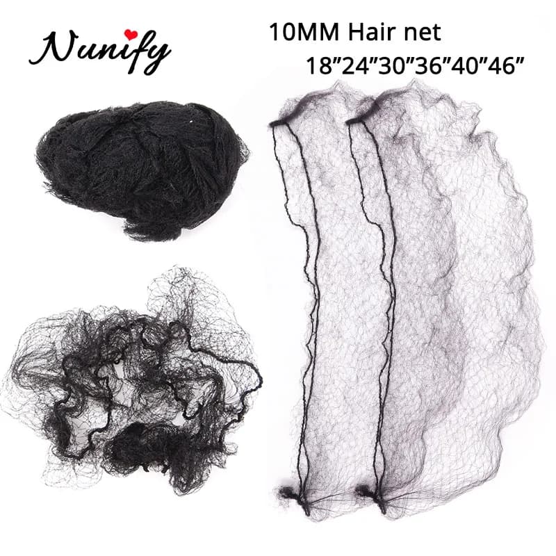 Nunify 20 pièces filets à cheveux Invisible bord élastique maille noir perruque casquettes filet à cheveux pour perruques longue perruque accessoires cheveux chignon couverture Net