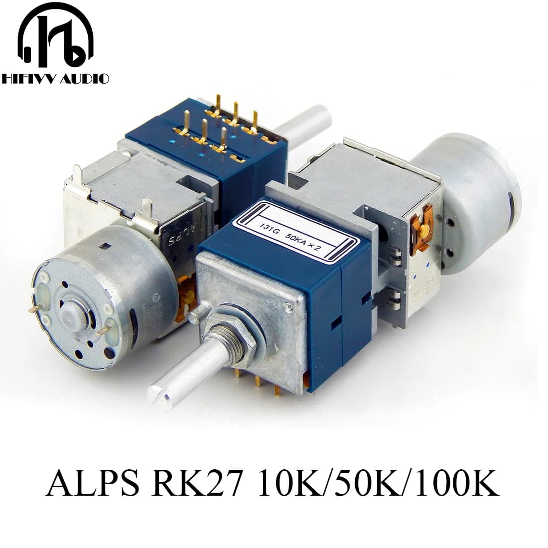 Potentiomètre moteur de type ALPS RK27 du Japon, interrupteur de volume logarithmique 10K 50K 100K pour amplificateur stéréo HiFi, kit audio DIY