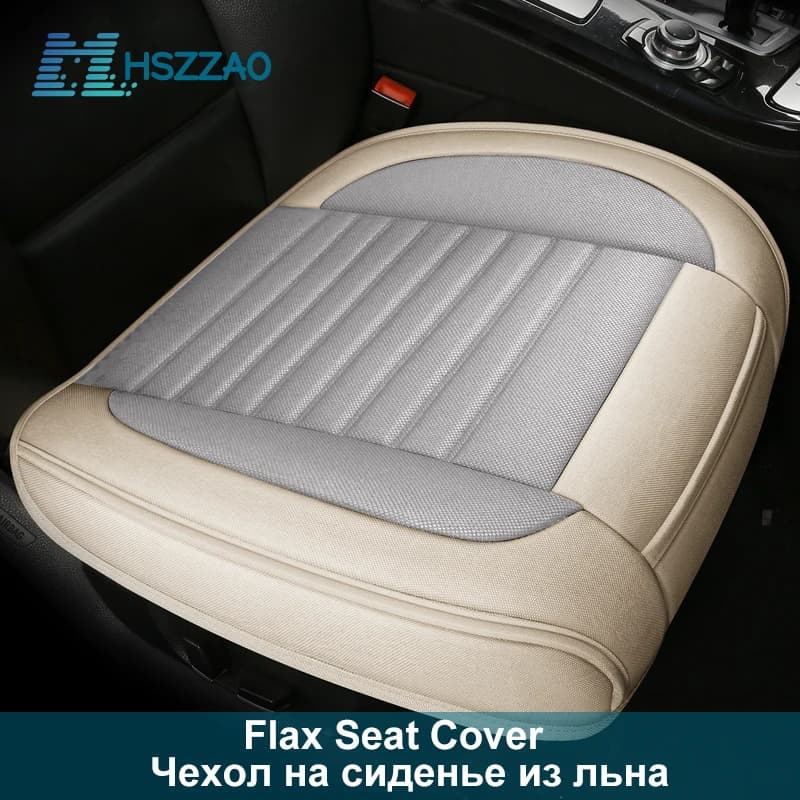 Housse de siège de voiture, coussin en lin saisons universel respirant pour la plupart des berlines à quatre portes et SUV Protection de siège de voiture ultra-luxe