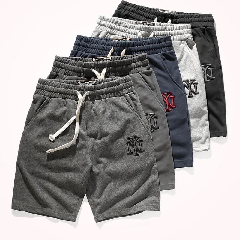 Short de sport en pur coton pour homme, short de course décontracté, taille élastique, Wstring de proximité, pantalon à cinq points, été 2021