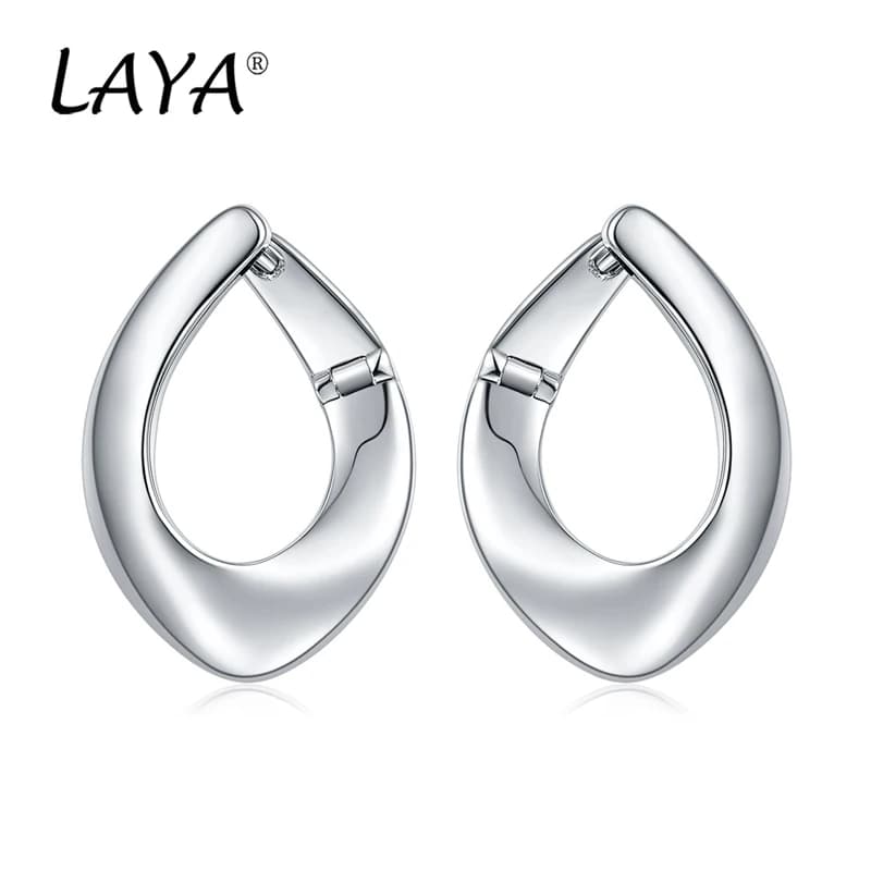 Boucles d'oreilles pendantes LAYA pour femmes, idéales pour la fête des Mères, forme ovale, design personnalisé, en argent sterling 925, bijoux de luxe originaux, nouvelle tendance.