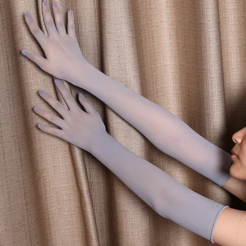 Gants longs en dentelle pour femmes et hommes, Sexy, fins, transparents, creux, respirants, haute élasticité, solides, blanc, noir, bas serrés, Cosplay