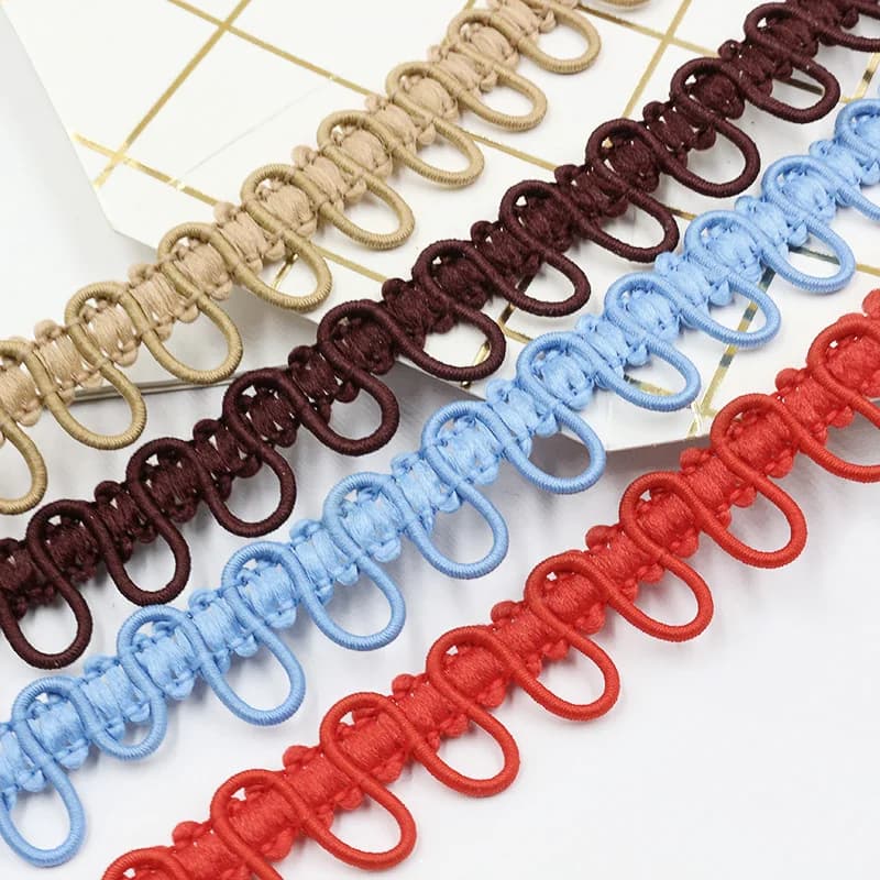 Ceinture à boutons ondulés en U pour centpays de 5 ans, garniture en dentelle tressée, bande élastique, bord incurvé, bricolage, couture de robe de mariée, accessoires à boucle pour boutonnière
