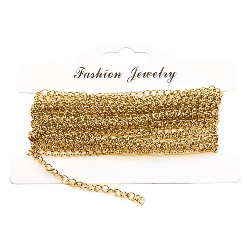 Extension de Bracelet en acier inoxydable, largeur 2.5 3mm, chaîne de queue, chaînes d'extension de collier en vrac pour bricolage, fabrication de boucles d'oreilles et de bijoux, 5 m/lot