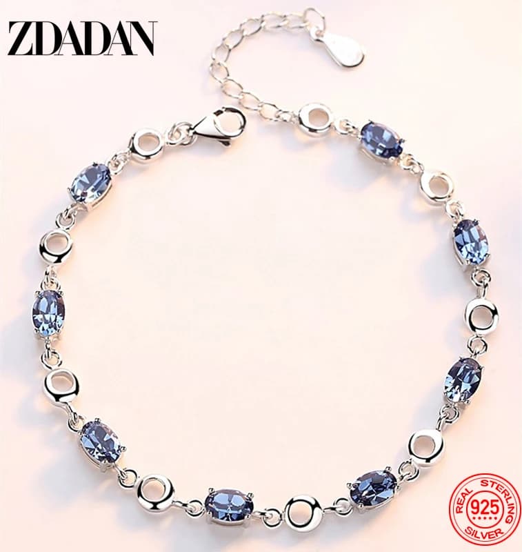 ZDADAN – bracelet à breloques en argent Sterling 925 avec saphir pour femmes, accessoires de bijoux à la mode