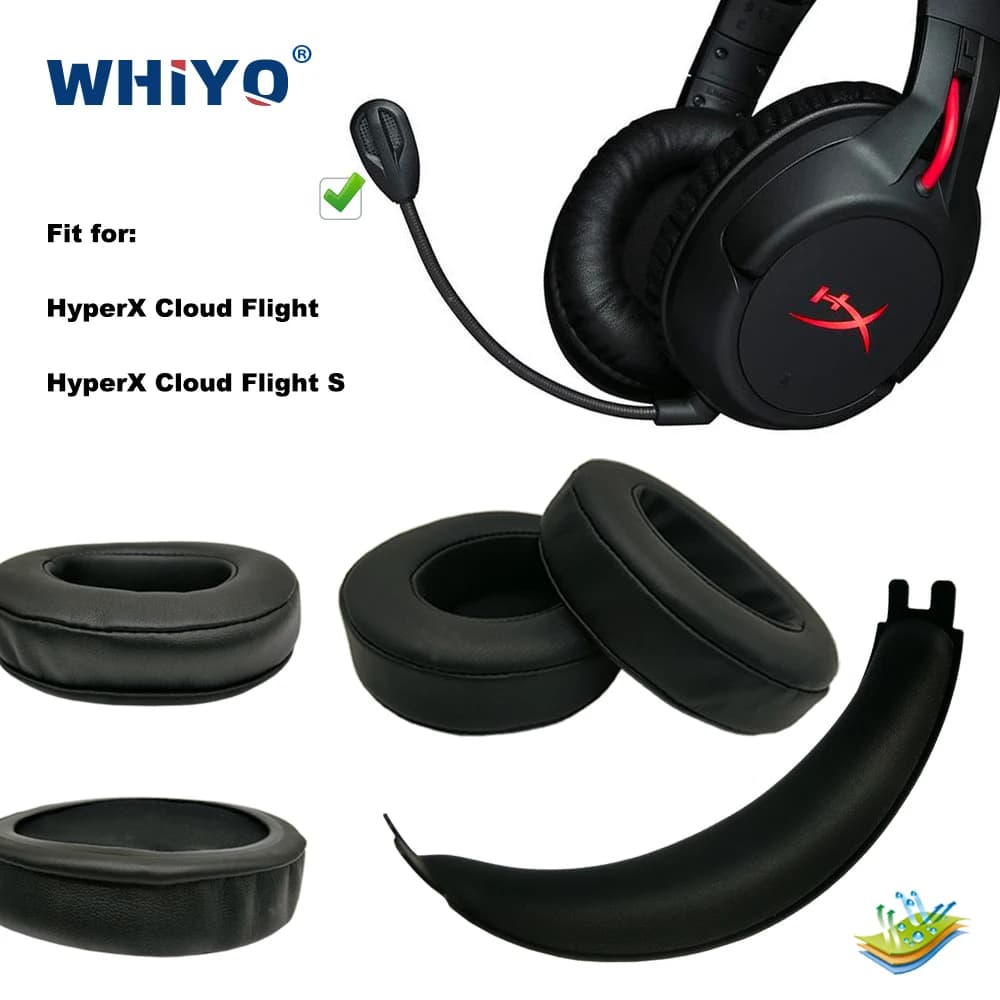 Oreillettes de remplacement pour écouteurs HyperX Cloud Flight S, bandeau, manchon antibruit, casque