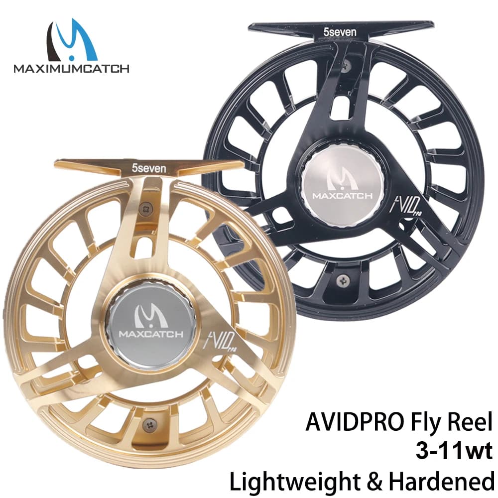 Moulinet de pêche à la mouche robuste en aluminium 6061T6 usiné CNC, léger et renforcé, Maximumcatch AVID PRO 3-9wt