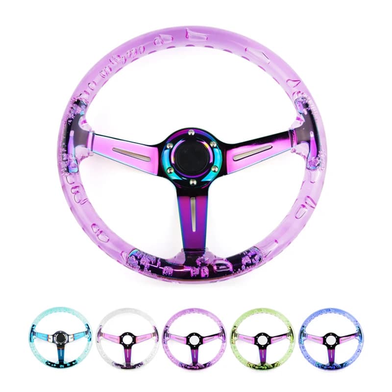 Volant de sport 14 pouces 340 mm, volant de course transparent en acrylique, volant de course ordinaire