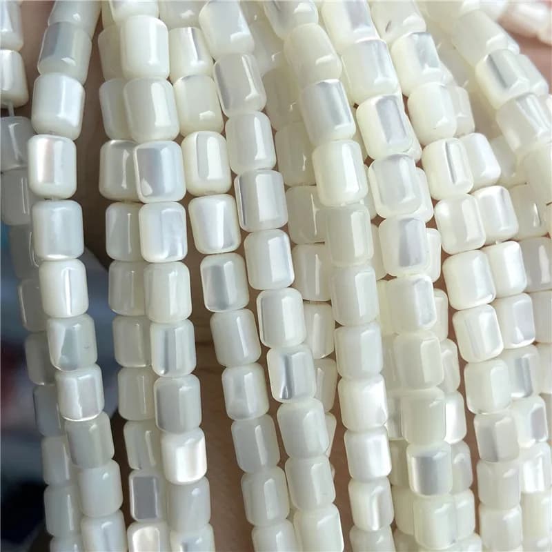 Perles de coquillage en nacre blanche naturelle, 5x6mm, Rondelle en forme de baril, perles de coquillage d'eau douce pour la fabrication de bijoux, fourniture de bricolage 15"