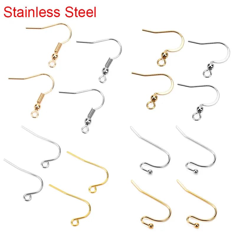 50 pièces/lot Anti-allergie boucles d'oreilles en acier inoxydable crochets résultats hypoallergéniques boucles d'oreilles fermoir fil fournitures pour la fabrication de bijoux de bricolage