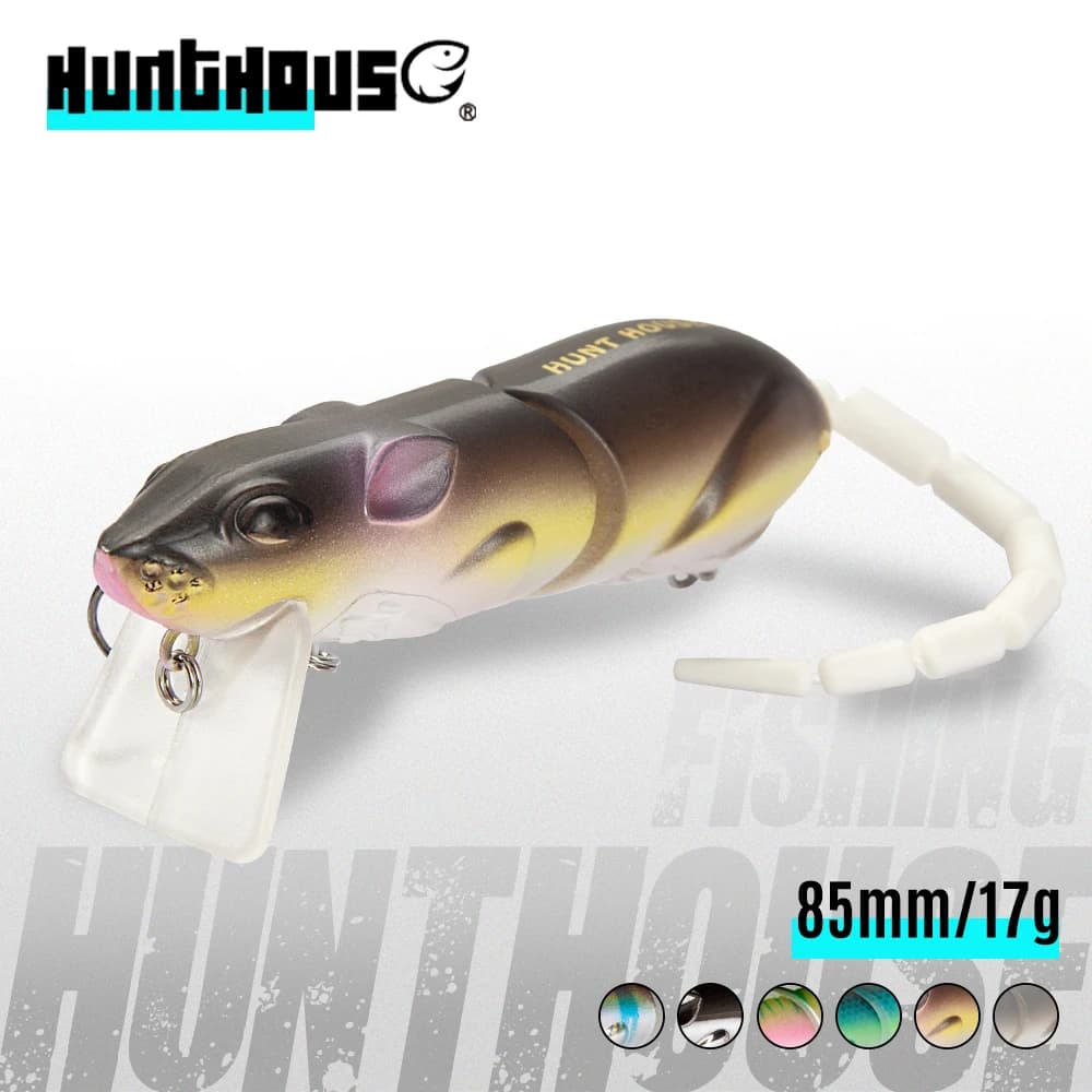 Leurre de pêche Hunthouse BBZ-1 pour rats, 85 mm, 17 g, queue segmentée multi-articulée, appât souris pour la pêche au bar, leurres minnow crankbaits LW135