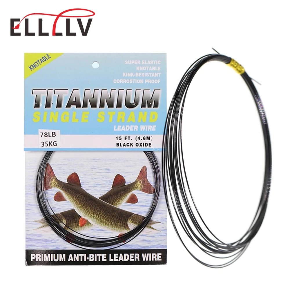 Ligne Leader de pêche en Nickel et titane, résistante aux coups de couteau, 15 pieds/4.6m, pour la pêche en eau salée, au brochet, au thon, Wahoo, 6LB-124LB