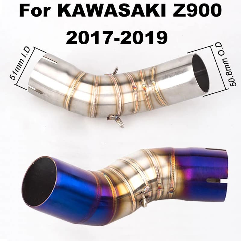 Tuyau central de motocross pour Kawasaki Z900 Z, section à enfiler, système d'accès, 900, 2017, 2018, 2019