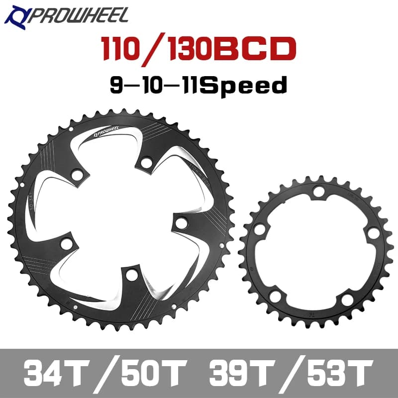 PROWHEEL 110BCD 130BCD pignons de vélo de route Double roue à chaîne 34T/50T 39T/53T plateau 9/10/11 vitesses pièces de plaque de dent de vélo