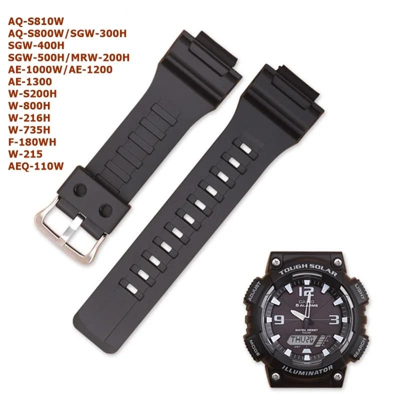Bracelet de montre en silicone 18mm pour Casio G-shock AQ-S800/AQ-S810W SGW-300H SGW-400H HDC-700 MRW-200H AE-1000W AE-1200