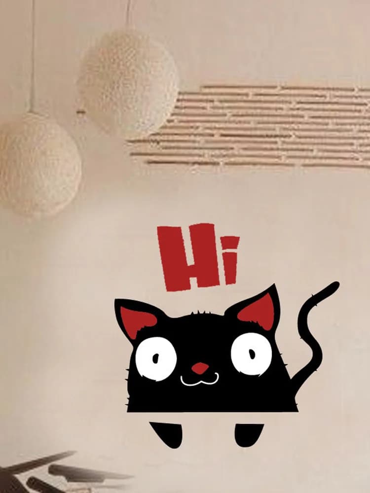 Autocollant mural d'interrupteur de chat surpris de bande dessinée, décor à la maison, décalcomanies de chambre d'enfants, art parfait de vinyle, salon, autocollants décoratifs mignons