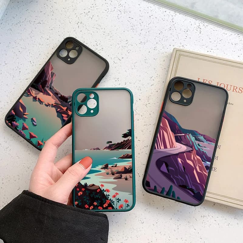 Coque de téléphone paysage peint pour iPhone, protection de l'appareil photo, coque de document Candy, 15, 12, 11, 13, 14 Pro Max, X, Xs MAX, Poly 6s, 7, 8 Plus, SE2