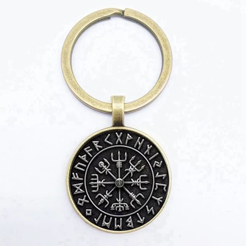 Populaire nouveau Vegvisir Viking Pirate porte-clés Viking boussole motif verre pendentif porte-clés meilleur cadeau