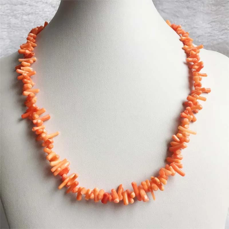 Collier en pierre orange irrégulier naturel, branche de plantes, forme libre, bijoux vintage, semis perlé, cadeau JOStrand