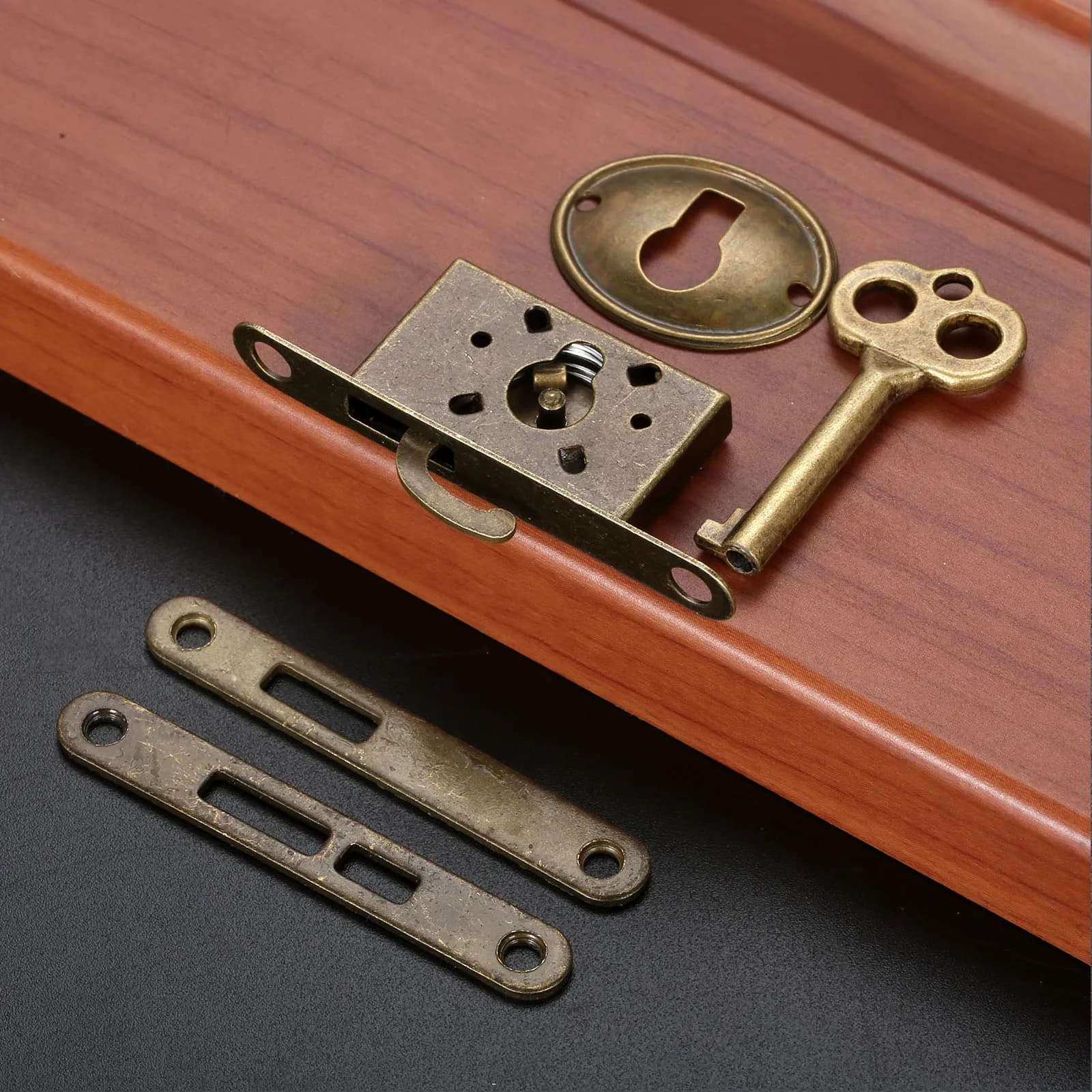 Serrure de comptoir de meubles anciens, serrure compacte classique, boîte à bijoux en bois rétro, serrure de porte market, quincaillerie décorative, 1 ensemble