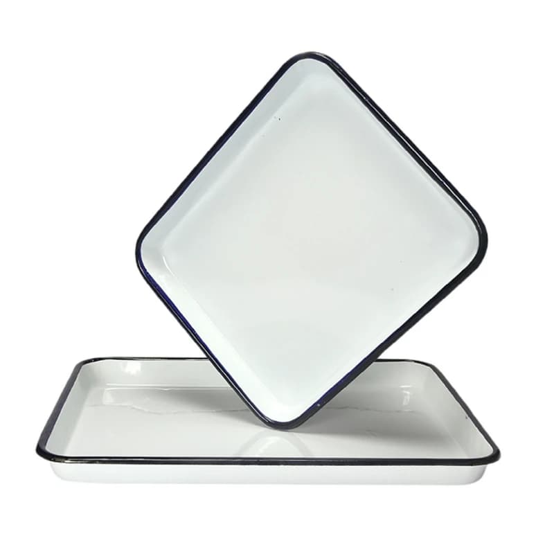Assiettes rétro en émail blanc pour la maison, plaque de cuisson au four, nickel ant de main, vintage, 1 pièce