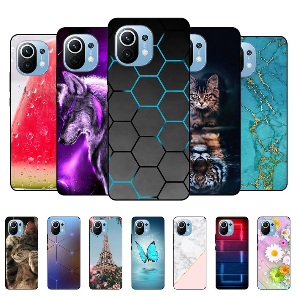 Pour xiaomi Mi 11 Lite 5G NE 4G/Mi 11i coque arrière pour Xiaomi Mi11 Lite 5G housse de téléphone silicone 11 Lite 5G NE Funda noir étui en tpu