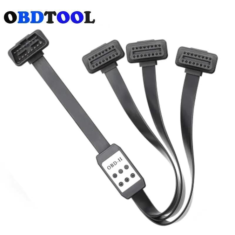 Câble mâle OBD2 à 16 broches 50cm, connecteur OBD 1 à 3 femelle complet avec interrupteur pour outil de diagnostic de voiture, extension