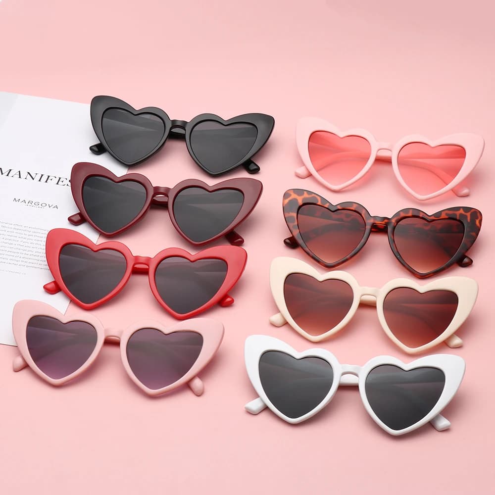 Lunettes de soleil en forme de cœur pour femmes, lunettes de soleil œil de chat, protection UV400, amour rétro, marque de créateur, dames